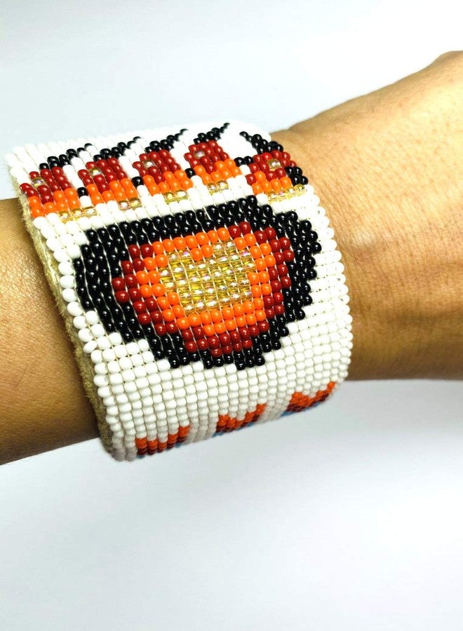 BeadsCorner Seed Beads Beaded Cuff Bracelet (White Paw) - Image 3