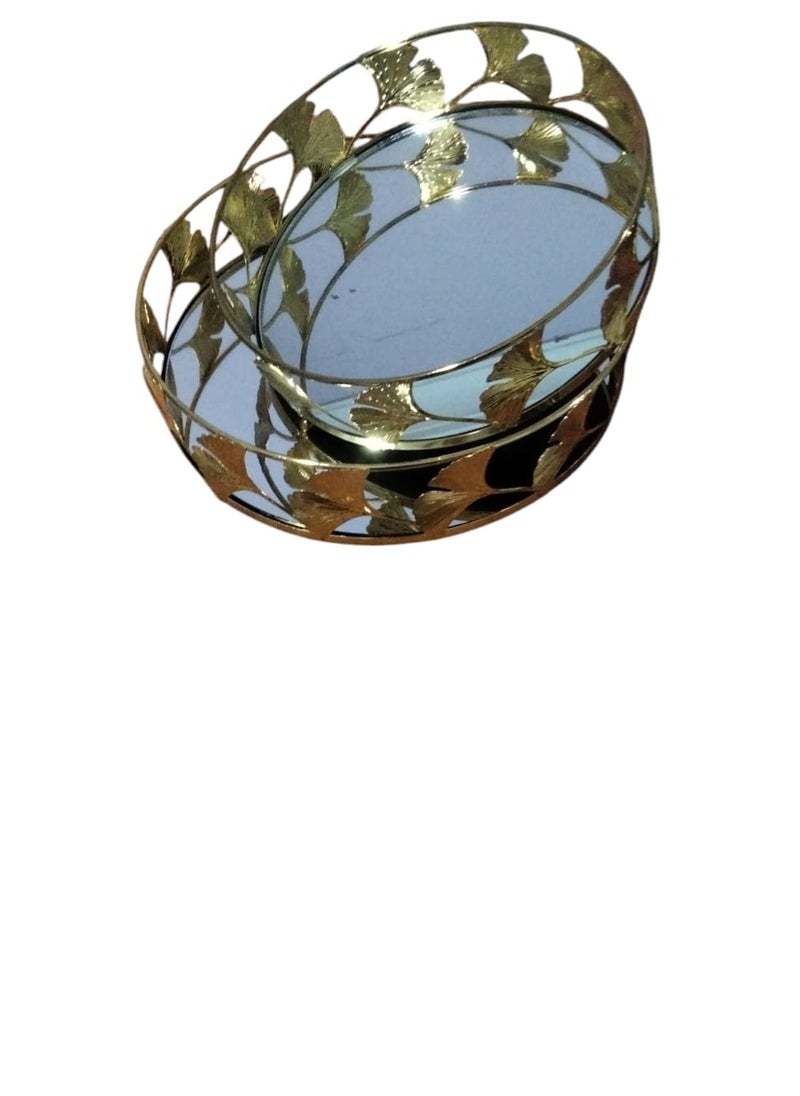 Generic Lotus Metal Tray Set * Mirrors, 2 Pieces, Perfect for Serving Sweets, Fruits and Snacks, Distinctive Decorative Design  - Image 5