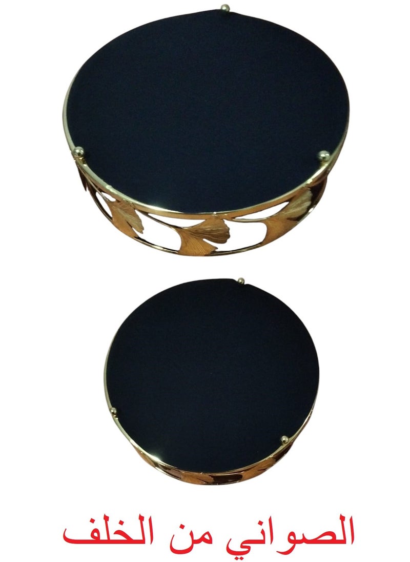 Generic Lotus Metal Tray Set * Mirrors, 2 Pieces, Perfect for Serving Sweets, Fruits and Snacks, Distinctive Decorative Design  - Image 2