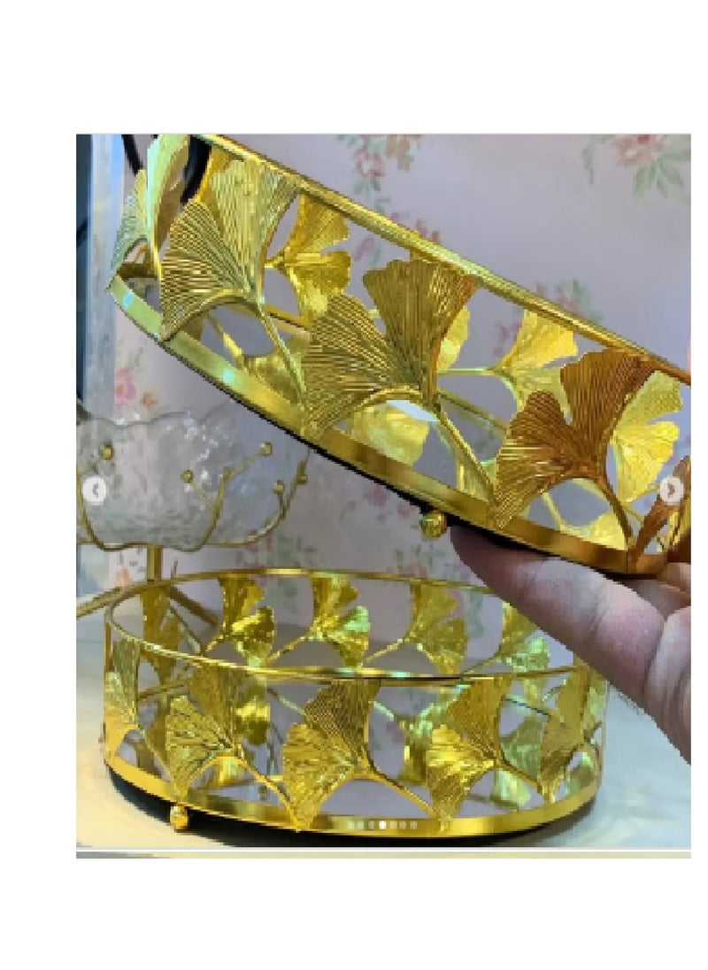Generic Lotus Metal Tray Set * Mirrors, 2 Pieces, Perfect for Serving Sweets, Fruits and Snacks, Distinctive Decorative Design  - Image 3