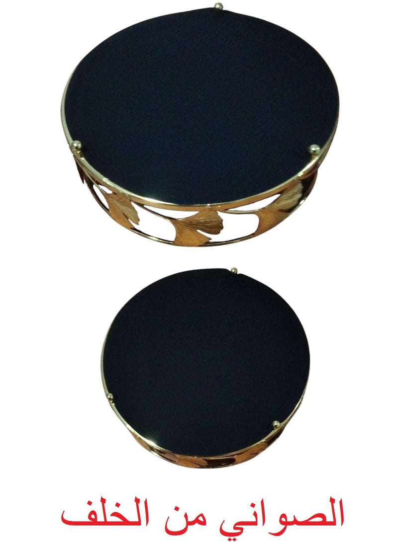 Lotus Metal Tray Set * Mirrors, 2 Pieces, Perfect for Serving Sweets, Fruits and Snacks, Distinctive Decorative Design  - Image 3