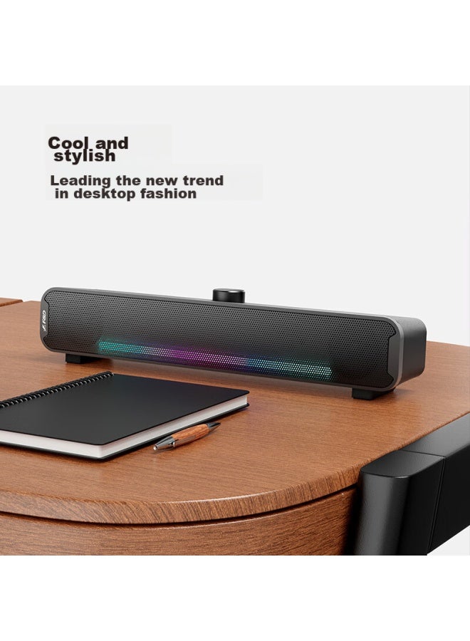 F&D Computer Speakers For Home, Desktop, Laptop, Small Wired And Bluetooth Dual-use Stereo 2.0 Dual-speaker Long Bar Speaker E300bt - Image 3