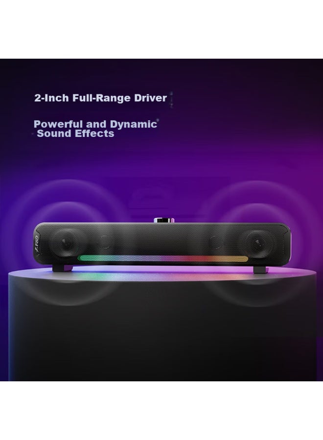 F&D Computer Speakers For Home, Desktop, Laptop, Small Wired And Bluetooth Dual-use Stereo 2.0 Dual-speaker Long Bar Speaker E300bt - Image 2