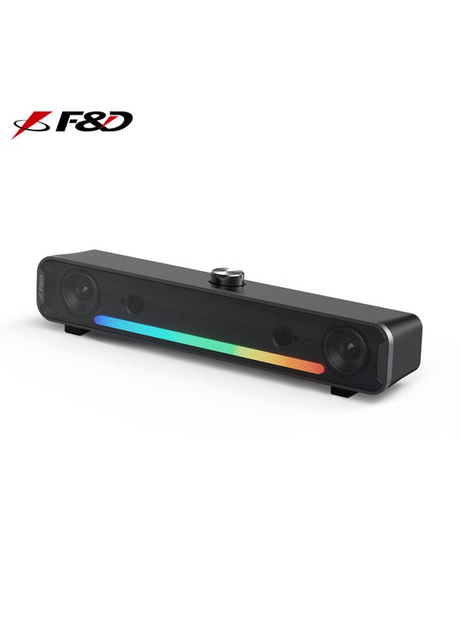 F&D Computer Speakers For Home, Desktop, Laptop, Small Wired And Bluetooth Dual-use Stereo 2.0 Dual-speaker Long Bar Speaker E300bt - Image 1