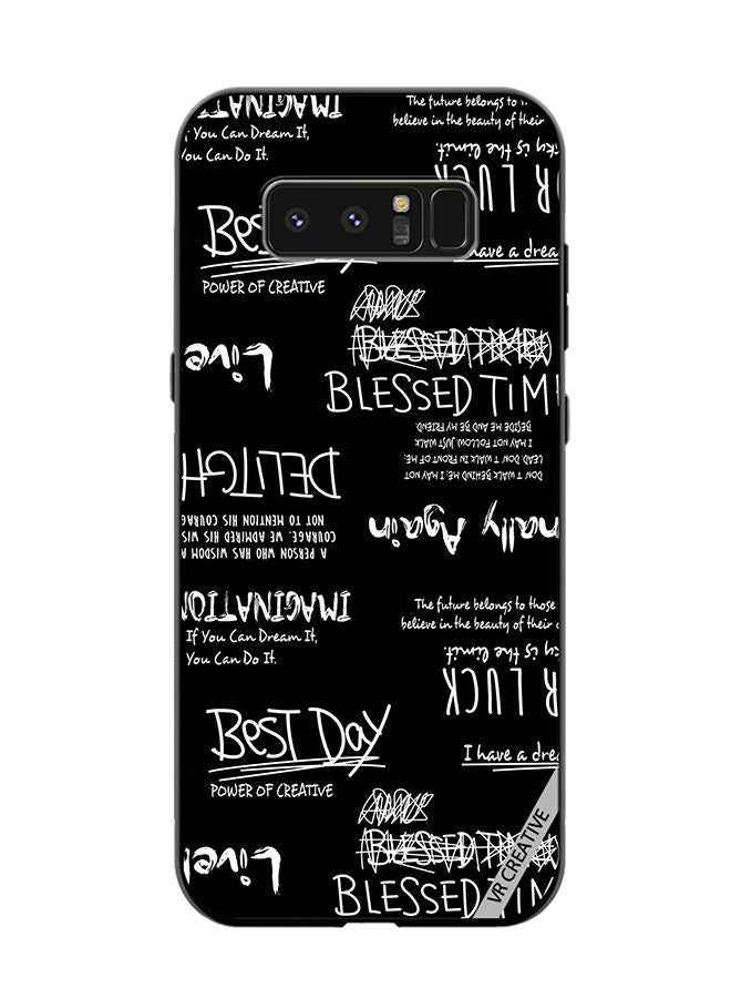 VR CREATIVE غطاء حماية لهاتف سامسونج جالكسي نوت 8 بتصميم أحرف ورموز باللون الأسود متعدد الألوان - Image 1
