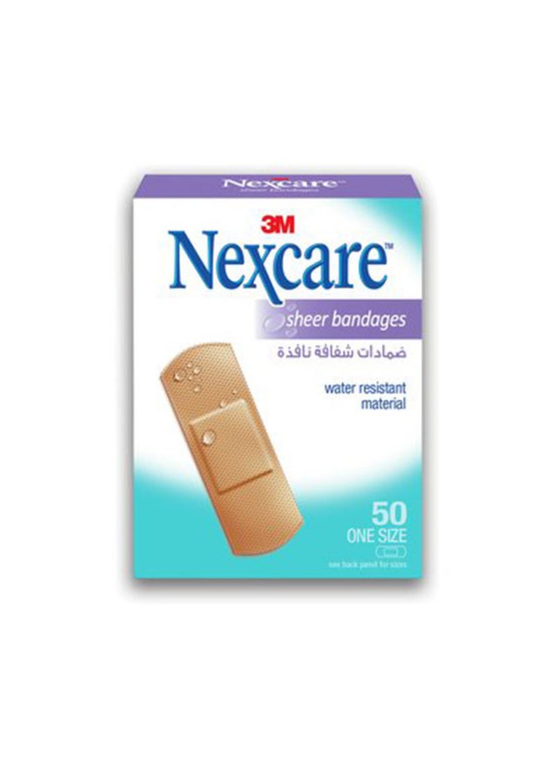 3M Sheer Bandages – One Size – 50 Bandages Pack 2