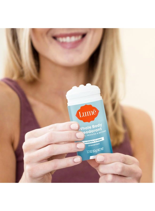 Lume Whole Body Deodorant - Invisible Cream Stick - 72 Hour Odor Control - Aluminum Free, Baking Soda Free, Skin Safe - 2.2 Ounce (Pack of 2) (Unscented) - Image 5