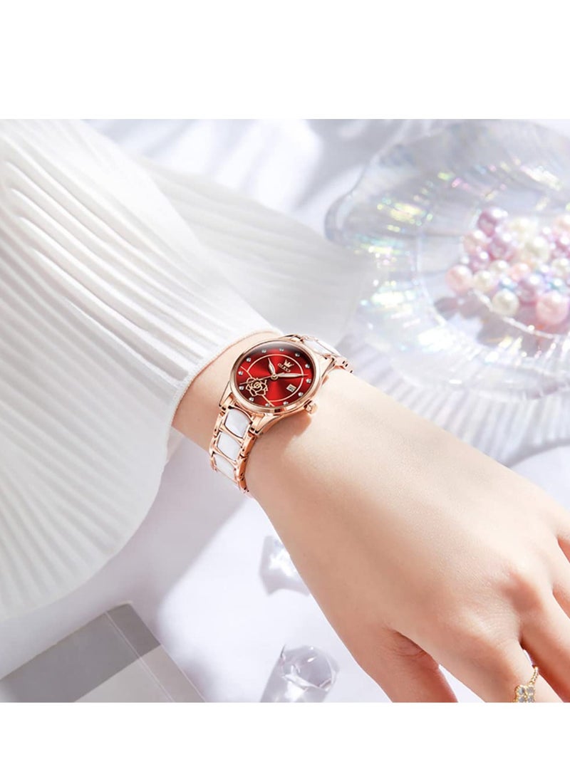 أوليفز ساعة OLEVS نسائية كوارتز بسوار سيراميك 3606 - Image 4