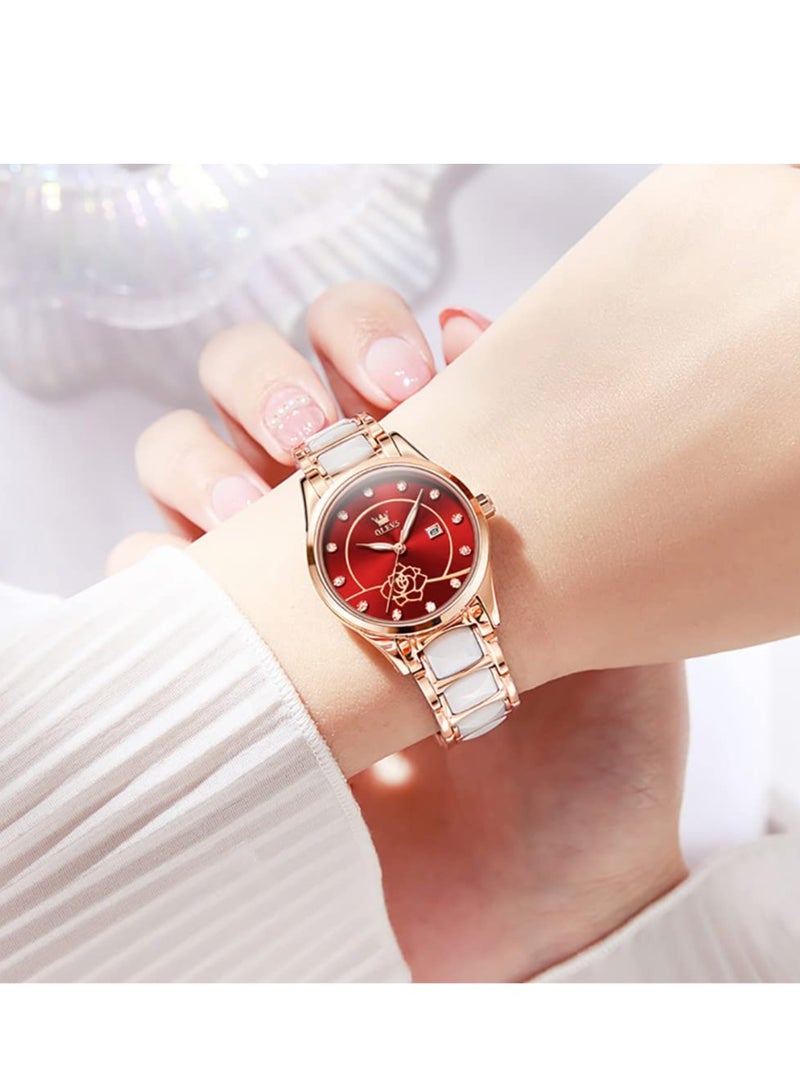 أوليفز ساعة OLEVS نسائية كوارتز بسوار سيراميك 3606 - Image 2