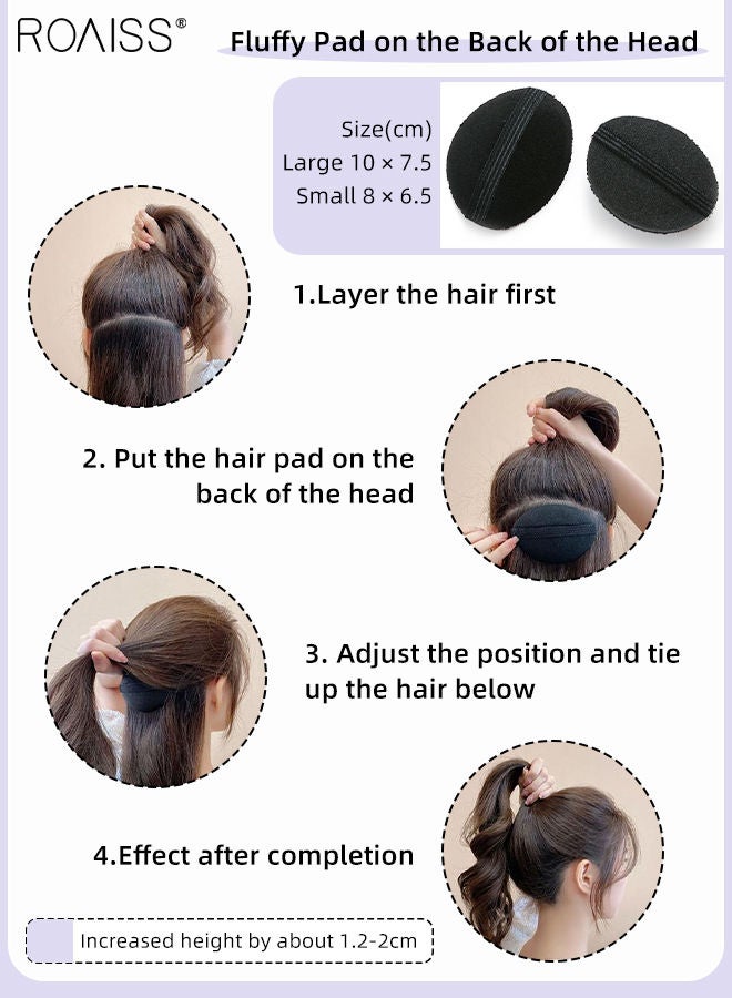 roaiss 8Pcs Fluffy Hair Styling Tool Set Hair Base Bump Fluffy Hair Pad Styling Insert Tool Volume Fluffy Princess Styling Increased Hair Pad for Women Girls - Image 5
