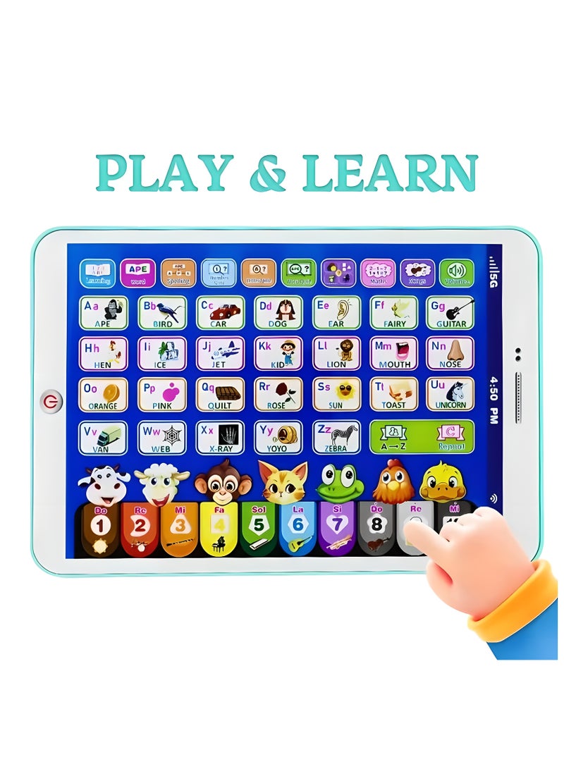 ليكسادا تعلم حاسب اللغة الإنجليزيةجهاز لوحي تفاعلي لتعليم الصغار - لعبة تعليمية مزود بوظائف الحروف والأرقام والموسيقى - وردي/أخضر، يعمل بالبطارية (البطاريات غير متضمنة) - أداة تعليمية إلكترونية تفاعلية للصغار  - Image 1