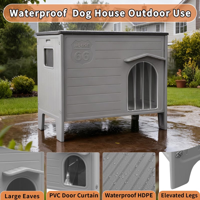 Rockever Insulated Dog House Outdoor Indoor for Small Medium Dogs, Insulated Dog House with Insulated Liner, Plastic Elevated Outdoor Dog House Waterproof Dog Kennel, Clean Easily((M & Liner) - Image 3