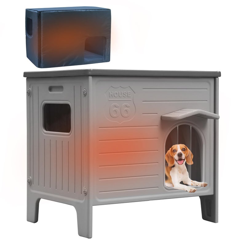 Rockever Insulated Dog House Outdoor Indoor for Small Medium Dogs, Insulated Dog House with Insulated Liner, Plastic Elevated Outdoor Dog House Waterproof Dog Kennel, Clean Easily((M & Liner) - Image 1