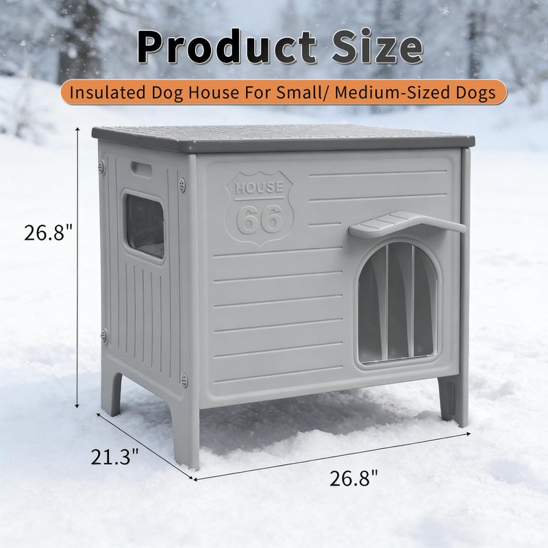 Rockever Insulated Dog House Outdoor Indoor for Small Medium Dogs, Insulated Dog House with Insulated Liner, Plastic Elevated Outdoor Dog House Waterproof Dog Kennel, Clean Easily((M & Liner) - Image 4