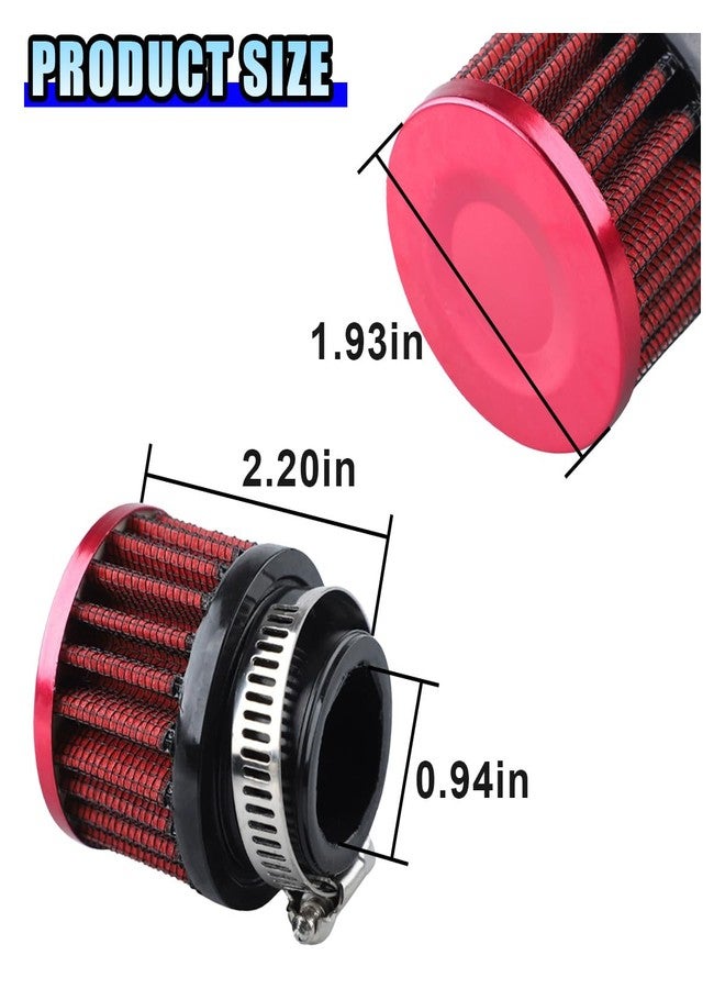 DUSCOKE 1" Car Air Intake Filter, 25mm Auto Crankcase Cold Air Filter Cleaner with Adjustable Clamp, Universal Vent Valve Cover Breather for Car, Motorcycle (Red) - Image 2