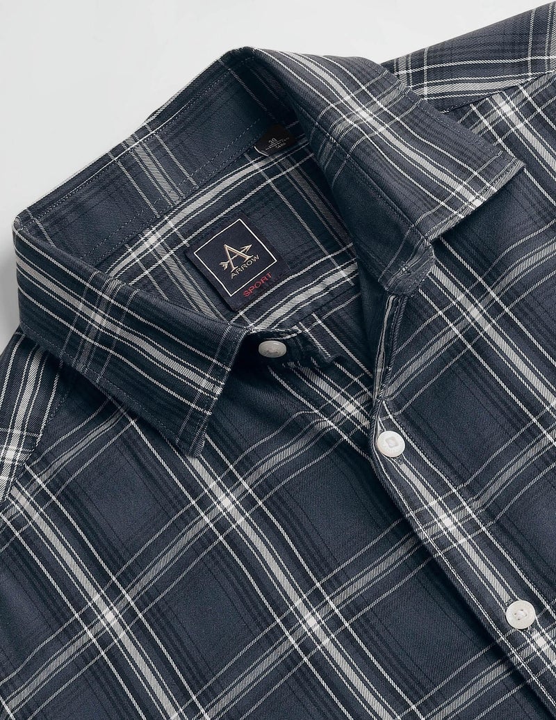 Arrow Men's Checkered Full Sleeve Slim Fit Cutaway Collar Cotton Casual Shirt Grey - Image 3