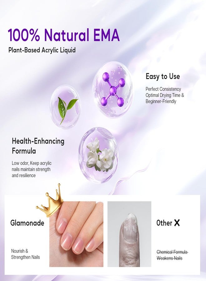 Glamonade Professional Acrylic Liquid for Nail: 2.5fl.oz Acrylic Liquid EMA Non-Yellowing for Acrylic Powder DIY Home & Salon - Image 3