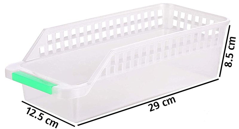 NEYU fridge shelf organiser plastic fridge space saver fridge rack food storage basket 4 piece - Image 2