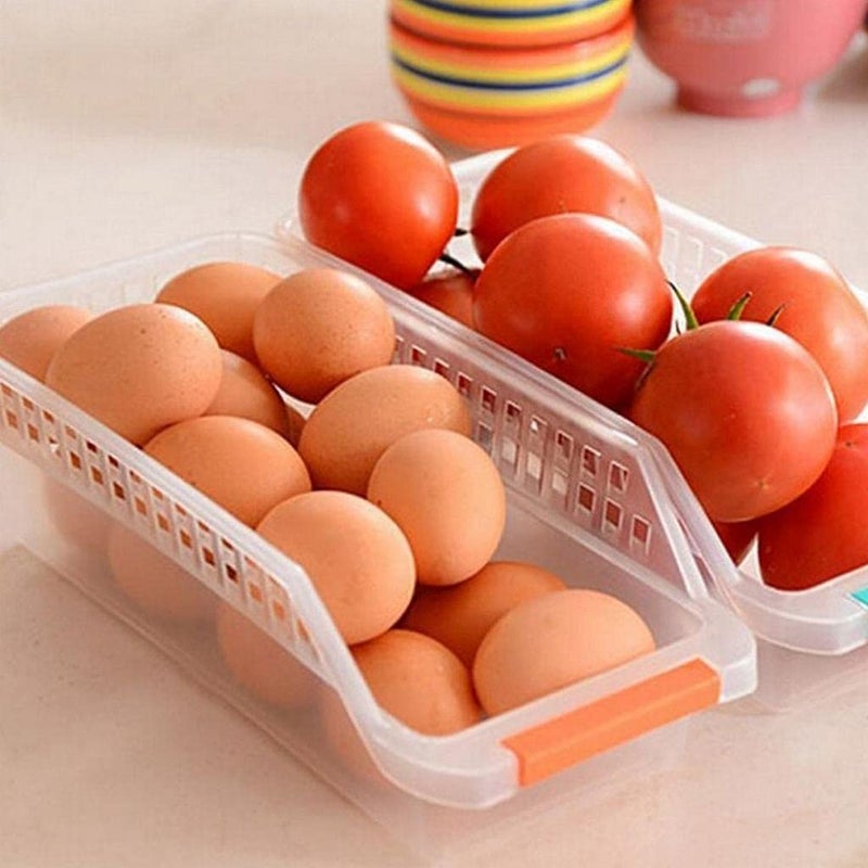 NEYU fridge shelf organiser plastic fridge space saver fridge rack food storage basket 4 piece - Image 5