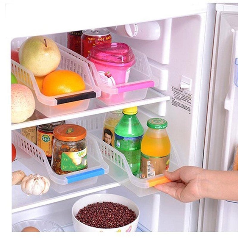 NEYU fridge shelf organiser plastic fridge space saver fridge rack food storage basket 4 piece - Image 4