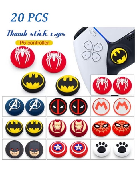 10 Pairs (20 pieces) Thumb Grip Stick Cover, Wireless Controllers Game Remote Joystick Cap, Fantastic Non-Slip Silicone Handle Protection Cover for PS5/PS4/Xbox/360/Nintendo Switch PRO