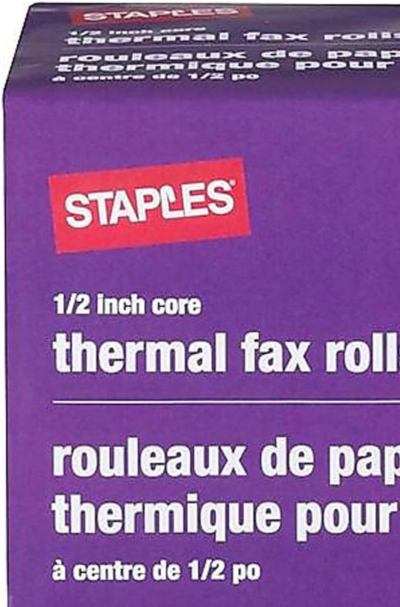 Staples 269571 Thermal Fax Paper White 98-Ft L x 8 1/2-Inch W 6 Rolls/Ct - Image 1