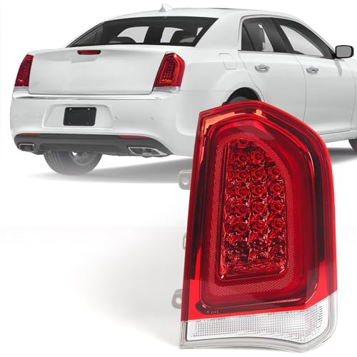 Huray إضاءة خلفية LED كاملة من Huray تناسب كرايسلر 300/300C 2015-2023 سيدان 4 أبواب، إضاءة خلفية يمين بتصميم OE، استبدال لمبة الفرامل الخلفية للجانب الأيمن (إطار كروم) - Image 1