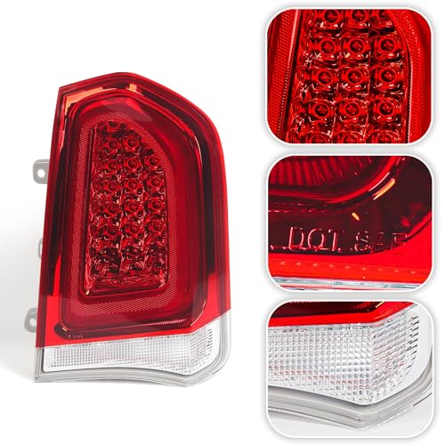 Huray إضاءة خلفية LED كاملة من Huray تناسب كرايسلر 300/300C 2015-2023 سيدان 4 أبواب، إضاءة خلفية يمين بتصميم OE، استبدال لمبة الفرامل الخلفية للجانب الأيمن (إطار كروم) - Image 5
