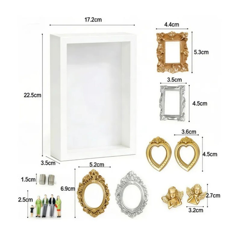 DIY Mini 3D Photo Frame Kit: White Wood & Resin 6 Golden Frames, No Tools Needed - Personalized Memory Display, Beginner-Friendly for Home DIYers, Anniversary Gifters - Image 5