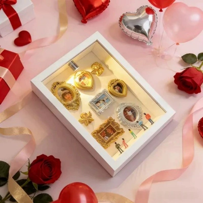 DIY Mini 3D Photo Frame Kit: White Wood & Resin 6 Golden Frames, No Tools Needed - Personalized Memory Display, Beginner-Friendly for Home DIYers, Anniversary Gifters - Image 2