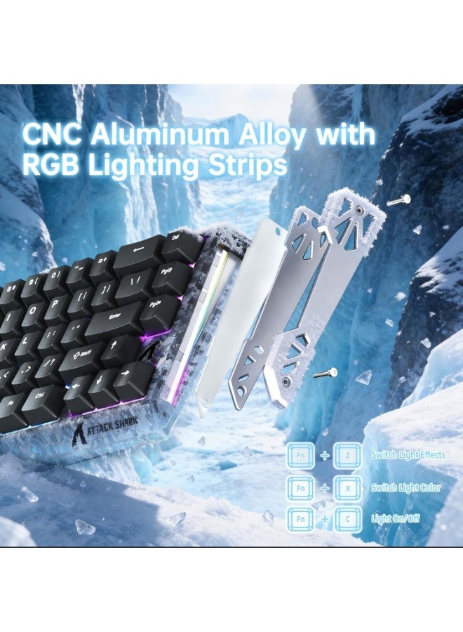 ATTACK SHARK R68 HE Carbon Fiber 8000Hz Rapid Trigger Keyboard, 0.005mm RT Accuracy 68 Keys Wired Gaming Keyboard with Magnetic Switch, Adjustable Actuation, Snap Tap, RGB Lighting for PC/Mac, Black - Image 4