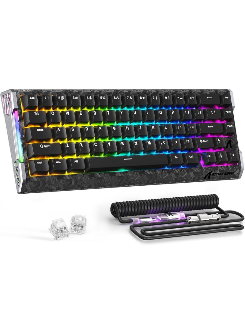 ATTACK SHARK R68 HE Carbon Fiber 8000Hz Rapid Trigger Keyboard, 0.005mm RT Accuracy 68 Keys Wired Gaming Keyboard with Magnetic Switch, Adjustable Actuation, Snap Tap, RGB Lighting for PC/Mac, Black - Image 1