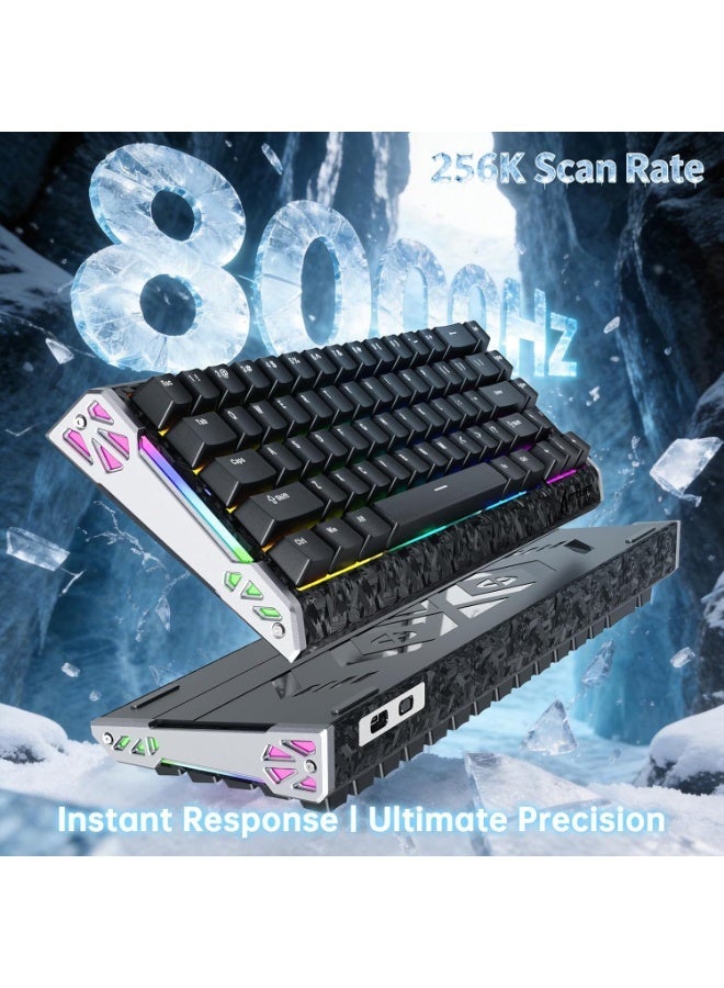 ATTACK SHARK R68 HE Carbon Fiber 8000Hz Rapid Trigger Keyboard, 0.005mm RT Accuracy 68 Keys Wired Gaming Keyboard with Magnetic Switch, Adjustable Actuation, Snap Tap, RGB Lighting for PC/Mac, Black - Image 2