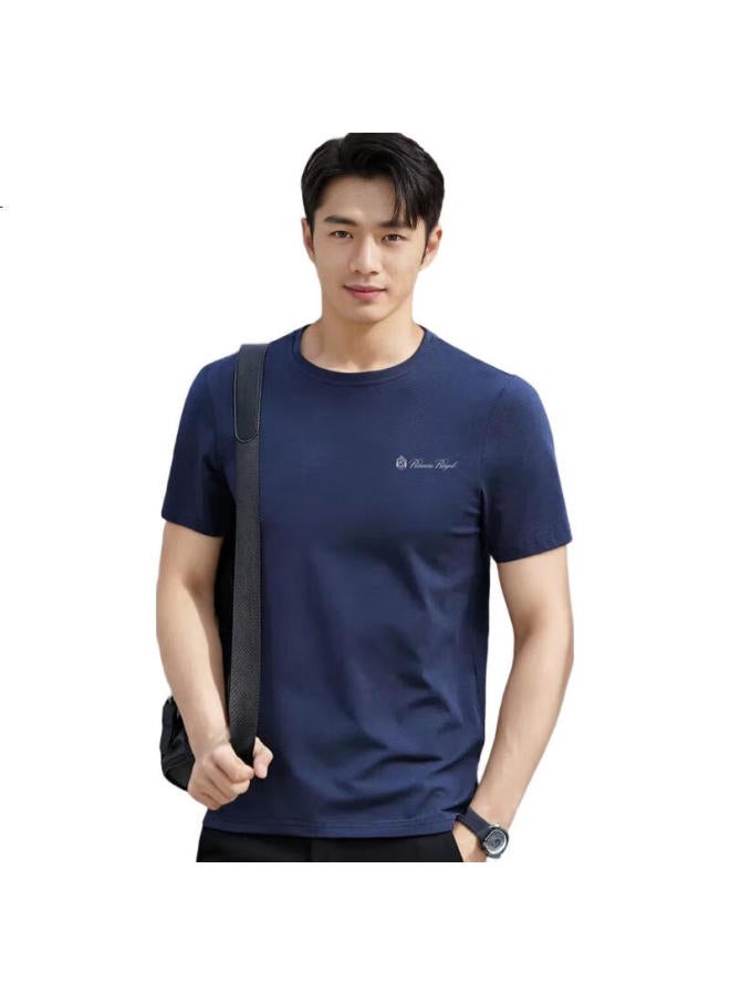 ROMON Short-Sleeve T-Shirt For Men, Lightweight Summer Casual Youth Round Neck Breathable Undershirt Top Men'S Clothing 588 Navy Blue 4Xl - Image 1