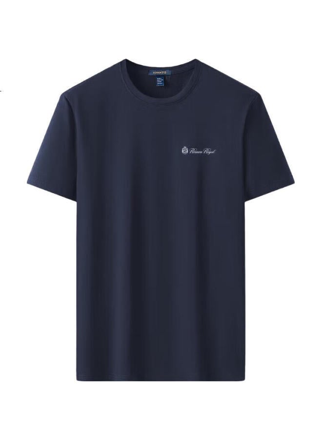 ROMON Short-Sleeve T-Shirt For Men, Lightweight Summer Casual Youth Round Neck Breathable Undershirt Top Men'S Clothing 588 Navy Blue 4Xl - Image 2