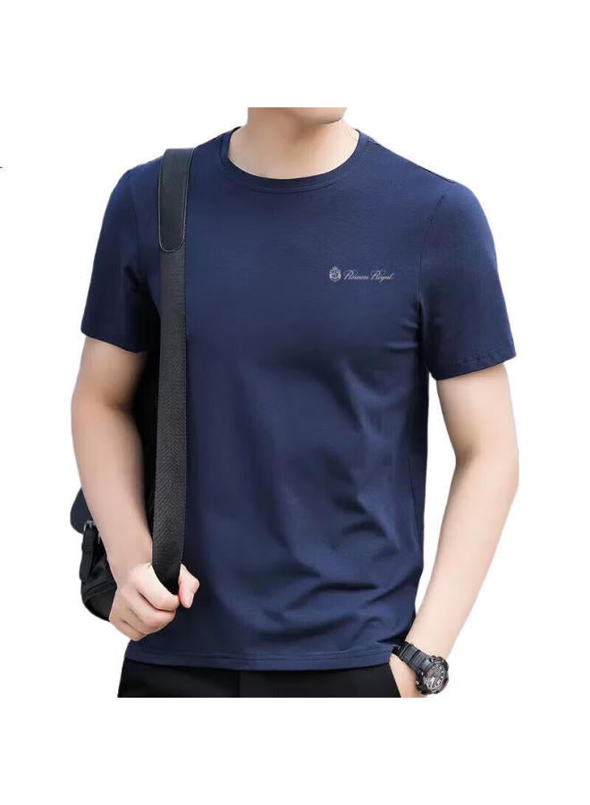 ROMON Short-Sleeve T-Shirt For Men, Lightweight Summer Casual Youth Round Neck Breathable Undershirt Top Men'S Clothing 588 Navy Blue 4Xl - Image 3