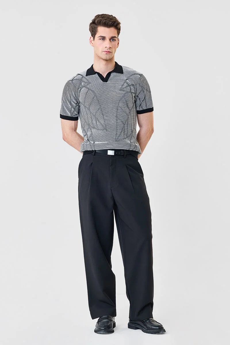 سنيتش تيشيرت بولو قطن % مخطط بقصة ضيقة