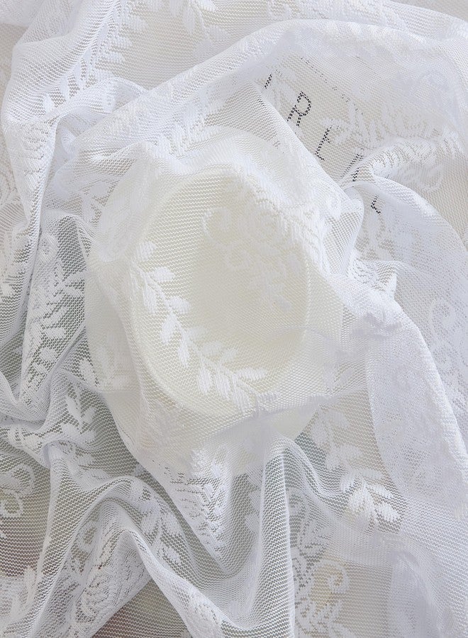 HLC.ME Isabella Floral Lace Tablecloth, Lace Fabric Table Cloth for Round Tables, Wrinkle Resistant Tablecloth, Patterned Scalloped Tablecloth (70 Round, White) - Image 4