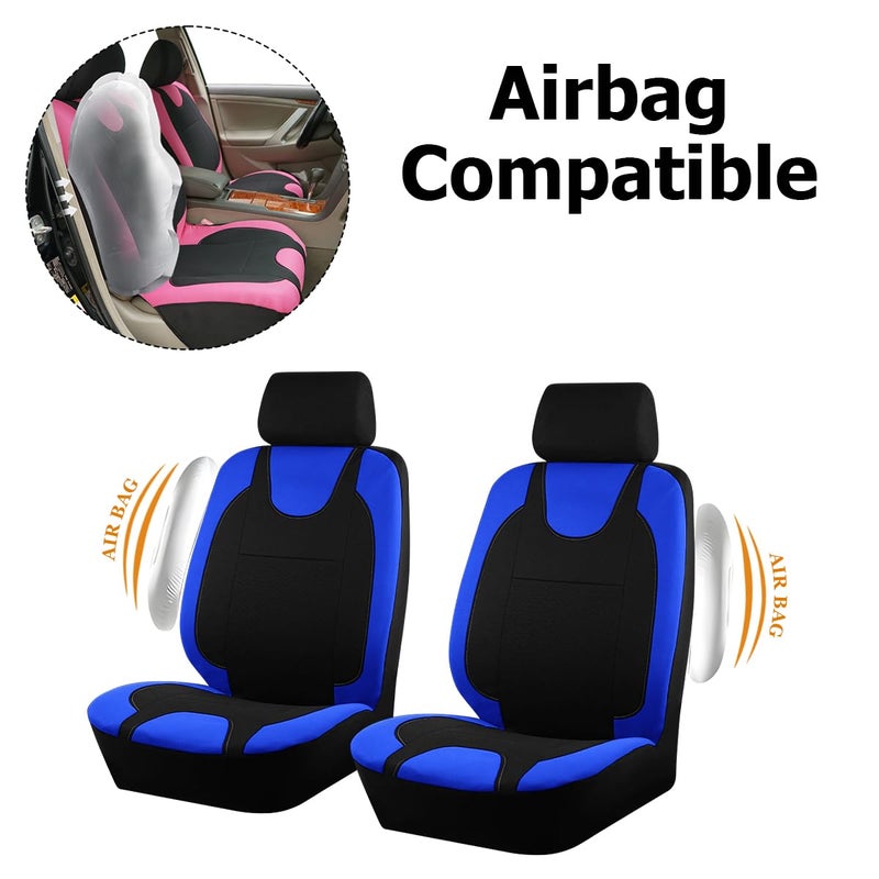 Bittwee 9PCS Car Seat Covers Full Set, Polyester Washable Vehicle 5-Seats Protectors with Headrest Cover, Comfortable Automobile Seat Interior Protection, Universal for Sedan Truck SUV (Blue) - Image 4