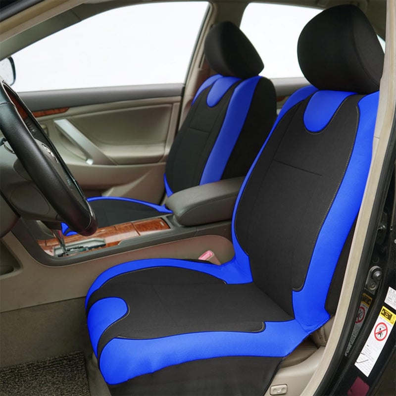 Bittwee 9PCS Car Seat Covers Full Set, Polyester Washable Vehicle 5-Seats Protectors with Headrest Cover, Comfortable Automobile Seat Interior Protection, Universal for Sedan Truck SUV (Blue) - Image 3