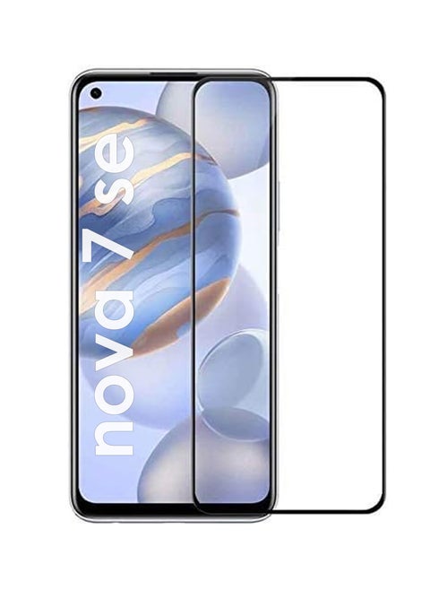 واقي شاشة Huawei Nova 7 SE - واقي شاشة من الزجاج المقوى من الحافة إلى الحافة - أسود، شفافية عالية، لمسة حساسة، مضاد للانفجار، حواف مقوسة ناعمة، سهل التركيب.