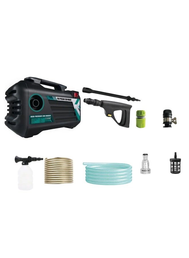 JSA High Pressure Car Washer 650W 100 Bar Max – Compact Electric Power Cleaner for Car, Bike, Home & Garden, 220–240V, 50–60Hz, Portable Series Motor Pressure Washer with Foam Bottle & Accessories Set - 070110 - Image 1