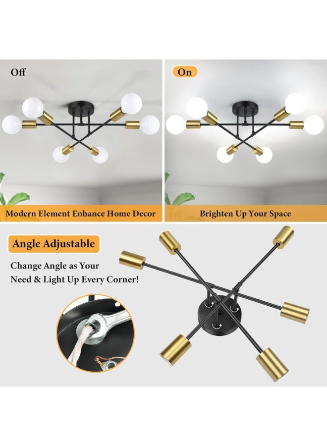 للمستقبل ثريات سقف,الثريا ، إضاءة السقف الحديثة ، 6 أضواء E27 قابل للتعديل الصناعية جبل قلادة ضوء لاعبا اساسيا للمطبخ ، غرفة المعيشة ، غرفة الطعام ، غرفة نوم البهو ، أسود ، المصابيح غير المدرجة - Image 5