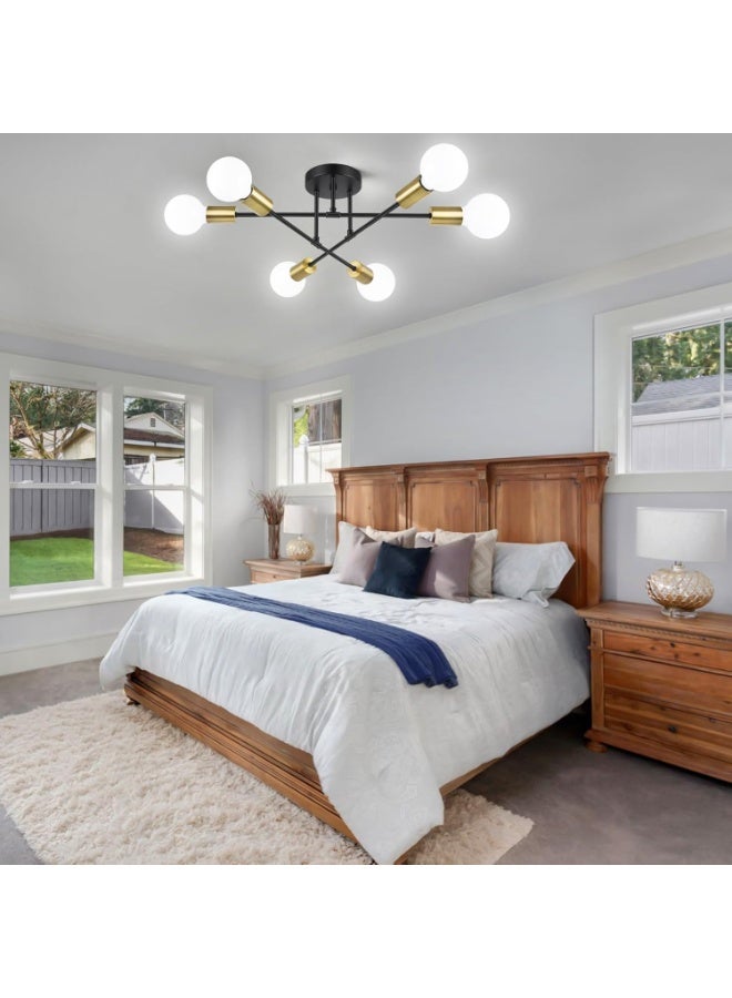 للمستقبل ثريات سقف,الثريا ، إضاءة السقف الحديثة ، 6 أضواء E27 قابل للتعديل الصناعية جبل قلادة ضوء لاعبا اساسيا للمطبخ ، غرفة المعيشة ، غرفة الطعام ، غرفة نوم البهو ، أسود ، المصابيح غير المدرجة - Image 4