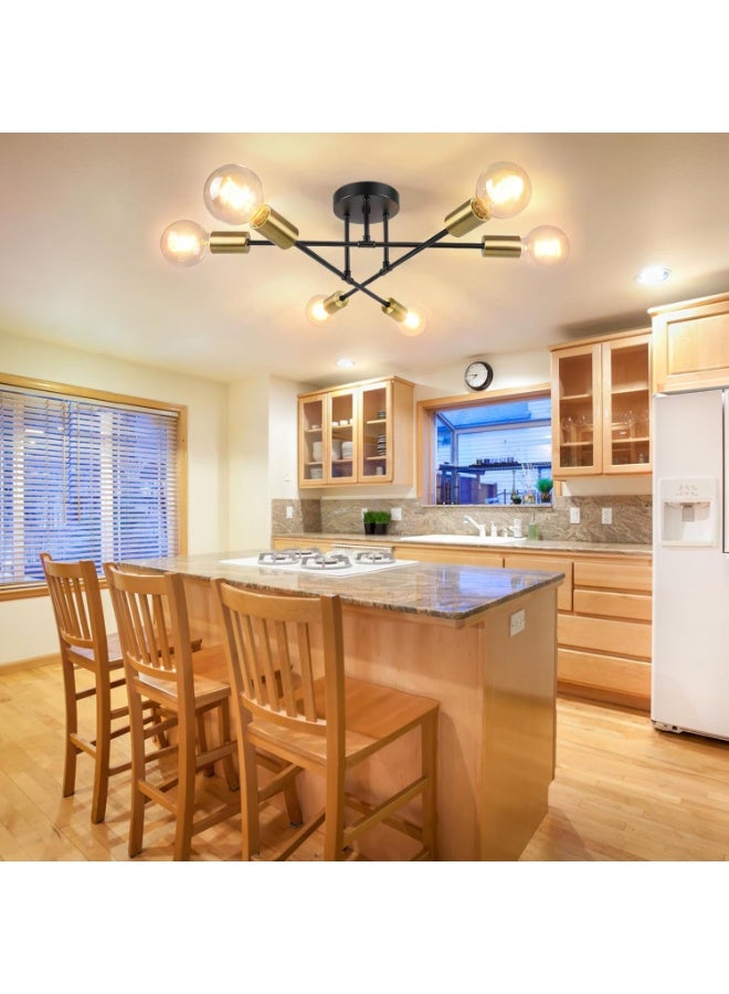 للمستقبل ثريات سقف,الثريا ، إضاءة السقف الحديثة ، 6 أضواء E27 قابل للتعديل الصناعية جبل قلادة ضوء لاعبا اساسيا للمطبخ ، غرفة المعيشة ، غرفة الطعام ، غرفة نوم البهو ، أسود ، المصابيح غير المدرجة - Image 3