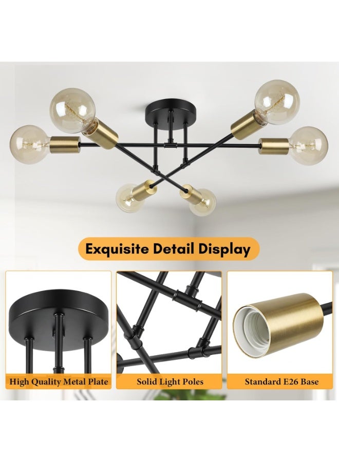 للمستقبل ثريات سقف,الثريا ، إضاءة السقف الحديثة ، 6 أضواء E27 قابل للتعديل الصناعية جبل قلادة ضوء لاعبا اساسيا للمطبخ ، غرفة المعيشة ، غرفة الطعام ، غرفة نوم البهو ، أسود ، المصابيح غير المدرجة - Image 2
