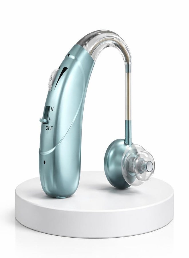 HP Sound Plus Rechargeable Digital BTE Hearing Aid for Old Age with Type-C Charging for Severe to Profound Hearing Loss - Volume Control | Noise Reduction | Comfort Fit for Adults & Seniors (6 Month Warranty) (Mint-Green, For Single Ear) - Image 1