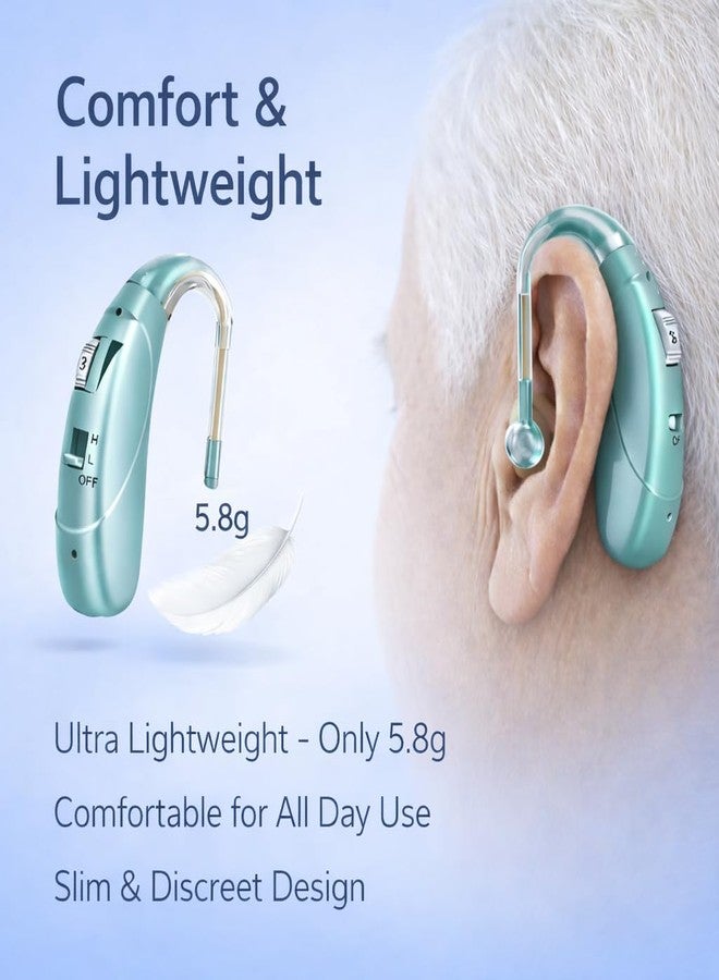 HP Sound Plus Rechargeable Digital BTE Hearing Aid for Old Age with Type-C Charging for Severe to Profound Hearing Loss - Volume Control | Noise Reduction | Comfort Fit for Adults & Seniors (6 Month Warranty) (Mint-Green, For Single Ear) - Image 5