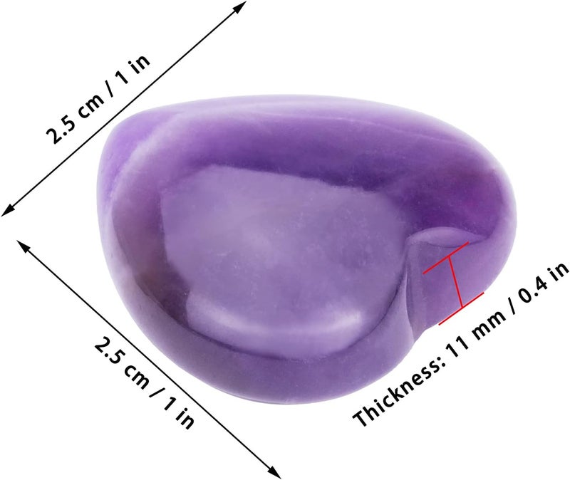 Marrywindix 10 Packs 1 Inch Healing Crystal Natural Amethyst Heart Love Carved Palm Worry Stone Chakra Reiki Balancing - Image 2