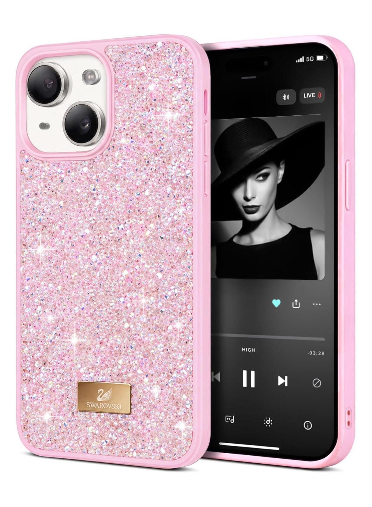 سواروفسكي Swarovski iPhone 14 Plus 15 Plus Glitter Back Case